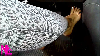 Pedal Pumping in White Sneakers and Cotton Socks