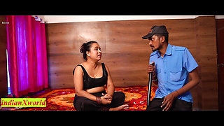 Beautiful Bhabhi Cheating sex with Security Guard! Hindi Malkin Sex