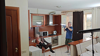 Kinky Husband Films His Mature Hot Wife in the Kitchen to Have a Private Erotic Recording
