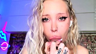 Curly Blonde Teen Records Solo Dildo Masturbation More at