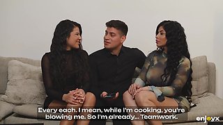 Sara Retali, Jason Carrera And Naughty Latina - Stepsisters Share Their Lucky Guests Big Cock In The Bedroom
