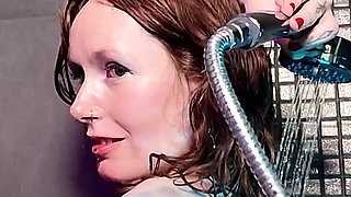 Slow Motion Shower Worship, Nude Cinematic Wet Goddess Body, Sensual Water Play, Glistening Close-up