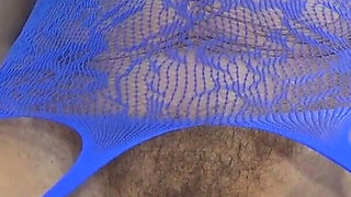 Solo of a Hairy MILF in a Blue Suit