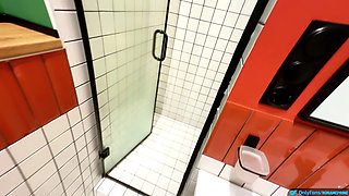 POV She Ran Away but Ended up Bent Over in the Shower Cum on Face