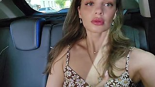 Sexy Russian Wife Katy Fingers Her Pussy in Taxi - Real Orgasm & Close-Up