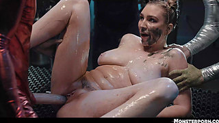 Huge Cock Aliens Threesome - Kendra Sunderland Creampie