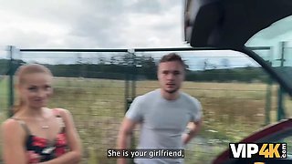 Vip4k. red riding rubber hood loves to display her snatch in her boyfriend\u2019s car