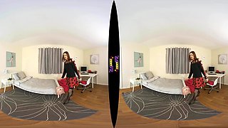 Red And Black; Stunning Redhead Solo Vr Striptease