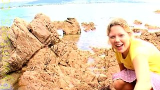 European Blonde Finger Fucked On Public Beach