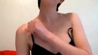 Short-Haired Cutie Plays on Cam with Piercing