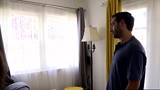 Curvy petite teen stepsis rides big dick