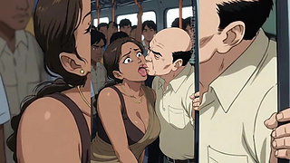 Indian Slutty Babes Degraded & Ravaged by Ugly Fat Dirty Old Men in the Bus - Part 1