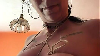 Rope Bound Tits Get Wooden Spoon Spanking