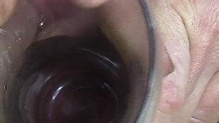 Far Spread and Pumped Pussy Worked with Dildos Glasses and Billiard Ball Part3