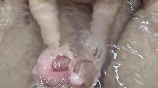 Bath Handjob Ended with Hot Underwater Cumshot!