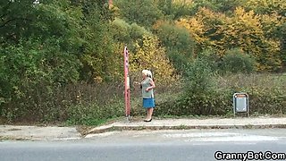 Old granny is picked up and pussy fucked
