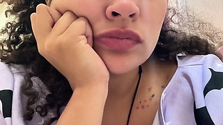 Gassy Milk-intolerant Girl on the Toilet and Farting