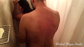 Submissive MILF get Rough Anal in shower: Big Ass, Blowjob  Amateur Porn