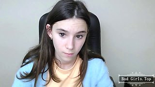 Skinny Brunette Webcam Teen Flaunts Small Tits