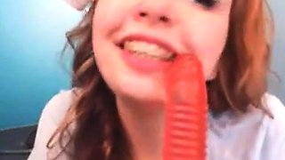 Redhead Amateur's Webcam Dildo Show