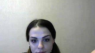 Slim Russian teen in stockings enjoys a big cock on webcam