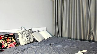 Amateur young brunette enjoys dildo on solo masturbation