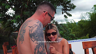 Cheating husband fucks petite blonde outdoors and his wife finds out, cum in my mouth! Naty Delado & Jeanpauloficial