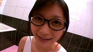 Erotic amateur girl giving blowjob and titjob in POV