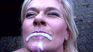 Sexy blonde pierced mature fucked in car