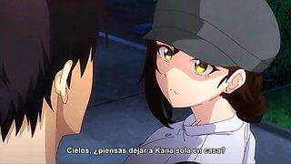 Brunette and busty teen never misses a chance to take his big cock inside hentai