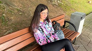 Picked up a hotty on the street, fucked and jizz on her glasses