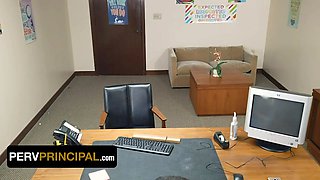 Freak principal - hot step-mom Mandy Rhea makes a dirty deal and takes insane principal's big cumshot