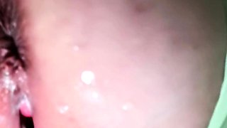 Toilet orgasm with creampie cum dripping