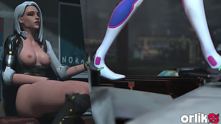 Ashe & D.va From Overwatch Porn - Deepthroat Assist, Wild Double Penetration & Anal Fuck with Big Black Dick