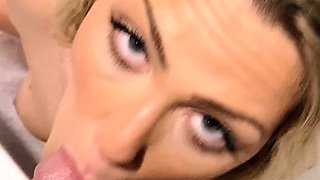 Real blonde amateur giving a POV blowjob