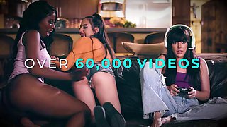 GIRLSWAY - Kinky  Feral Stacked Lesbians Have Wild Rough Strap-On Orgy In Abandoned Garage