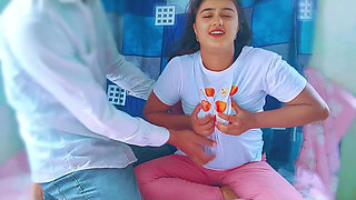 Stepsister soniya watching porn on mobile but her stepbrother seen and Fucking hard stepsister and Cum on her boobs hindi audio