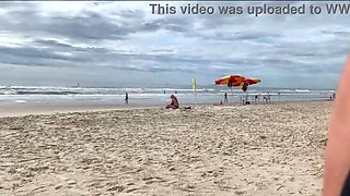 Amateur Beach Blowjob with Big Cock - Cumshot on Public Beach Closeup POV