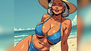 Beautiful Beach Women Comic Art