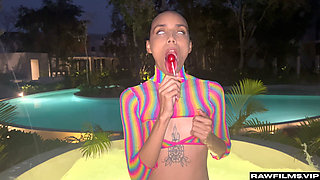 Wet Latina Teasing Me by the Pool