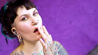 Tattoo Teen's Tight Ass Gets Wrecked in Rough Double Penetration Threesome