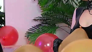 Air Balloon Looner Hot Fetish 2 Lesbians in Tight Shiny Rubber Clothes Having Fun