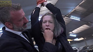 A sexy slave Emily Addams gets punished in the car by her owner