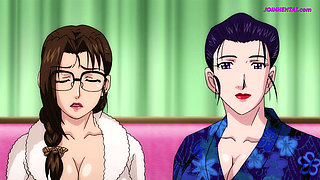 Lovely Ladies Kiss And Caress In An Attempt To Entice Nobuo In a Threesome