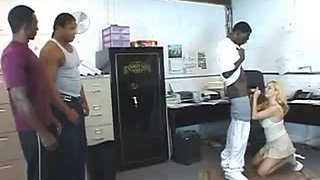 Alicia Rhodes very hot blonde secretary fucked by her black boss and 2 others