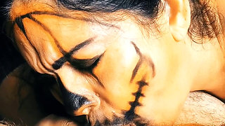 Possessed hot neighbor makes the best blowjob with cum in her mouth and swallows it all. ASMR Moaning and swallowing cum