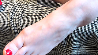 Wife is being naughty with a rubber friend and a penguin