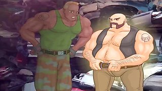 Busty cartoon characters in an animated fantasy sex romp