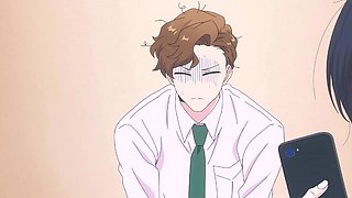Dominant anime boy bends nerdy uke for raw doggystyle