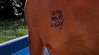 Italian Couple Exchanging Foreplay in the Pool in Front of Neighbors